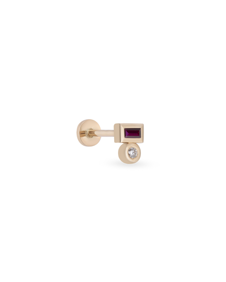 Duo Gem Baguette Dot Piercing