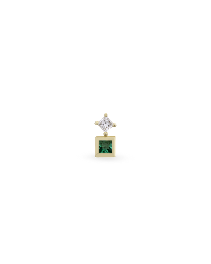Duo Square Gem Tekli Küpe