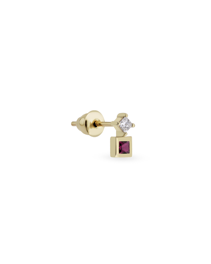 Duo Square Gem Tekli Küpe