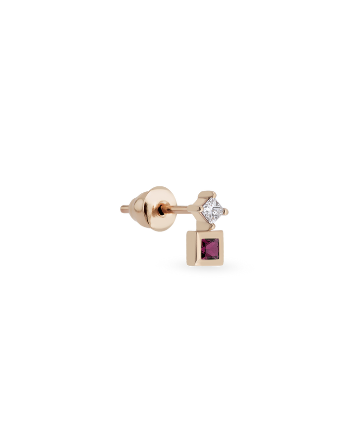 Duo Square Gem Tekli Küpe
