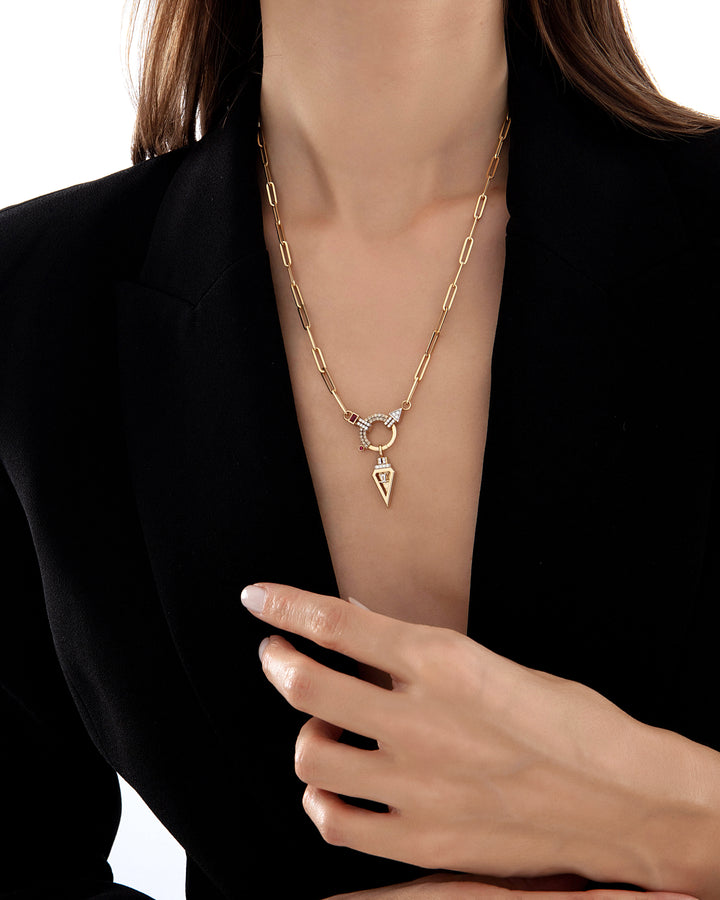 Baguette Chain Cognac Glam & Tria Pendant Zincir Kolye
