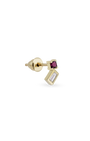 Duo Square Gem Baguette Tekli Küpe