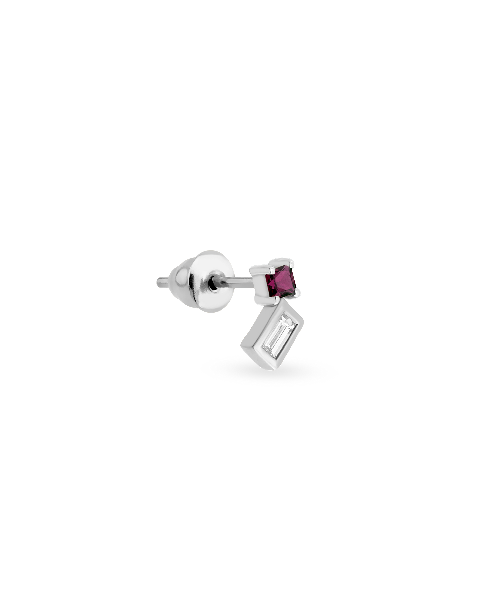 Duo Square Gem Baguette Tekli Küpe