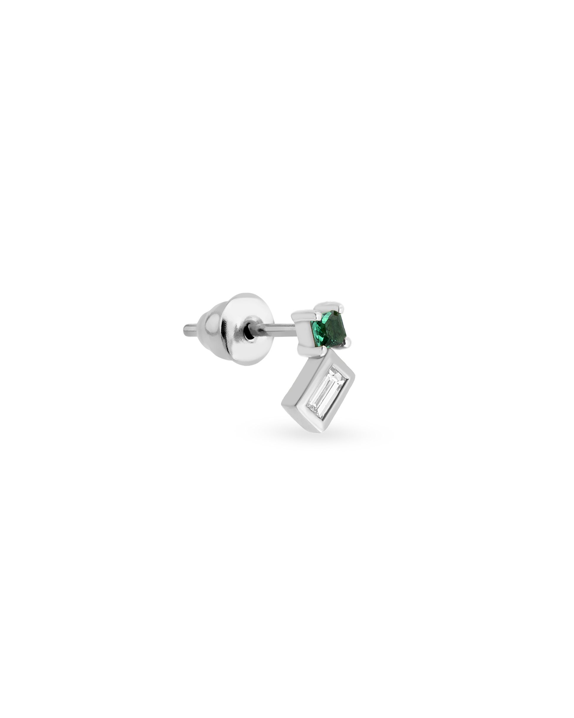 Duo Square Gem Baguette Tekli Küpe