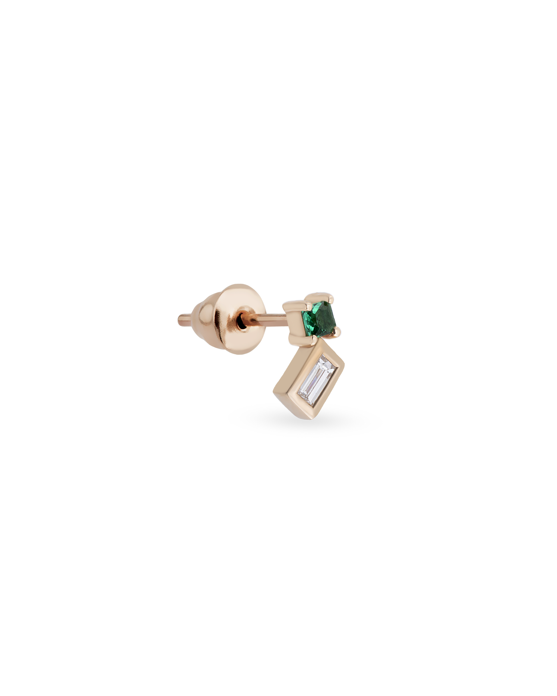 Duo Square Gem Baguette Tekli Küpe