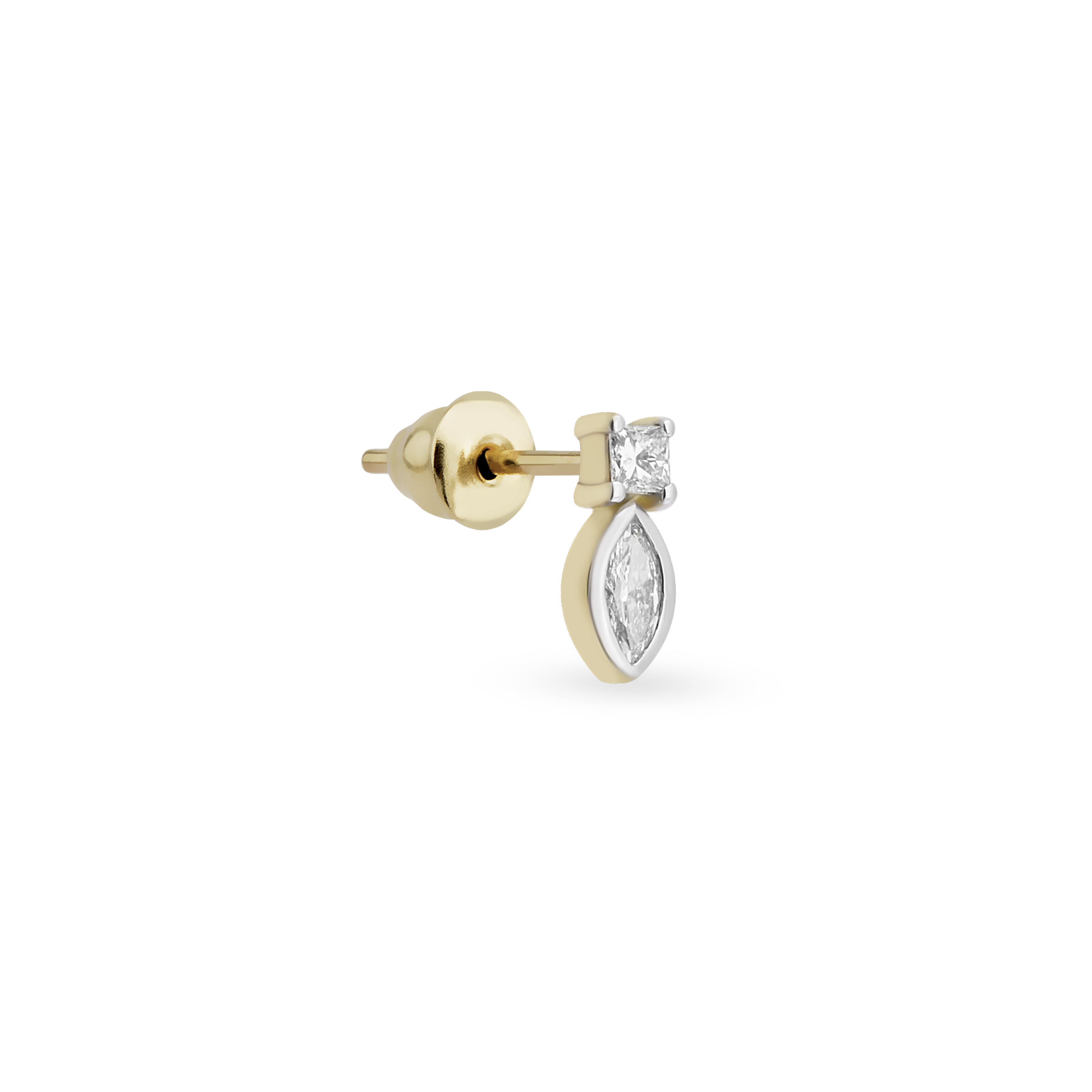 Duo Square Marquise Tekli Küpe