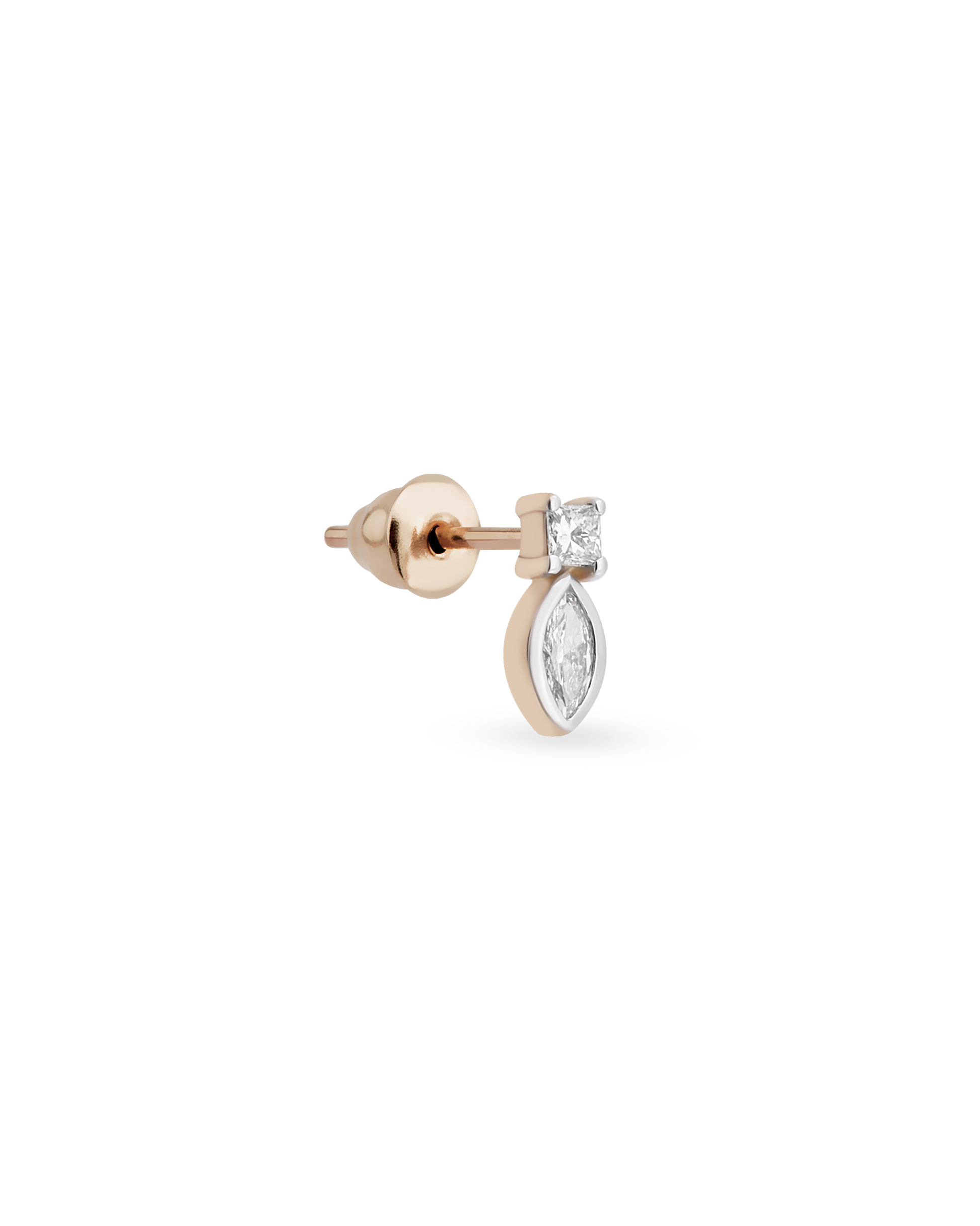 Duo Square Marquise Tekli Küpe