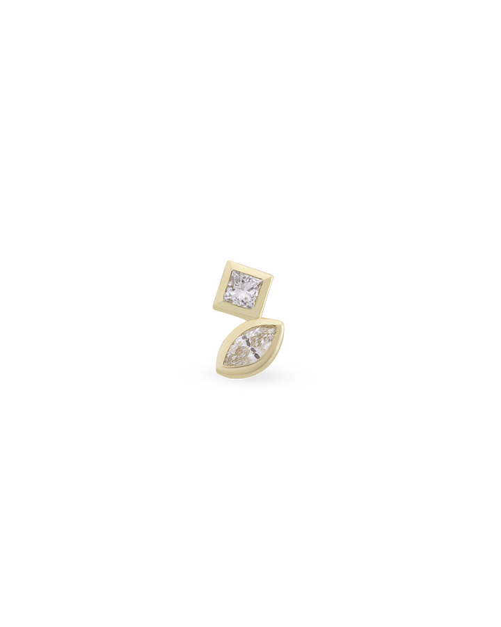 Duo Bold Square Marquise Tekli Küpe
