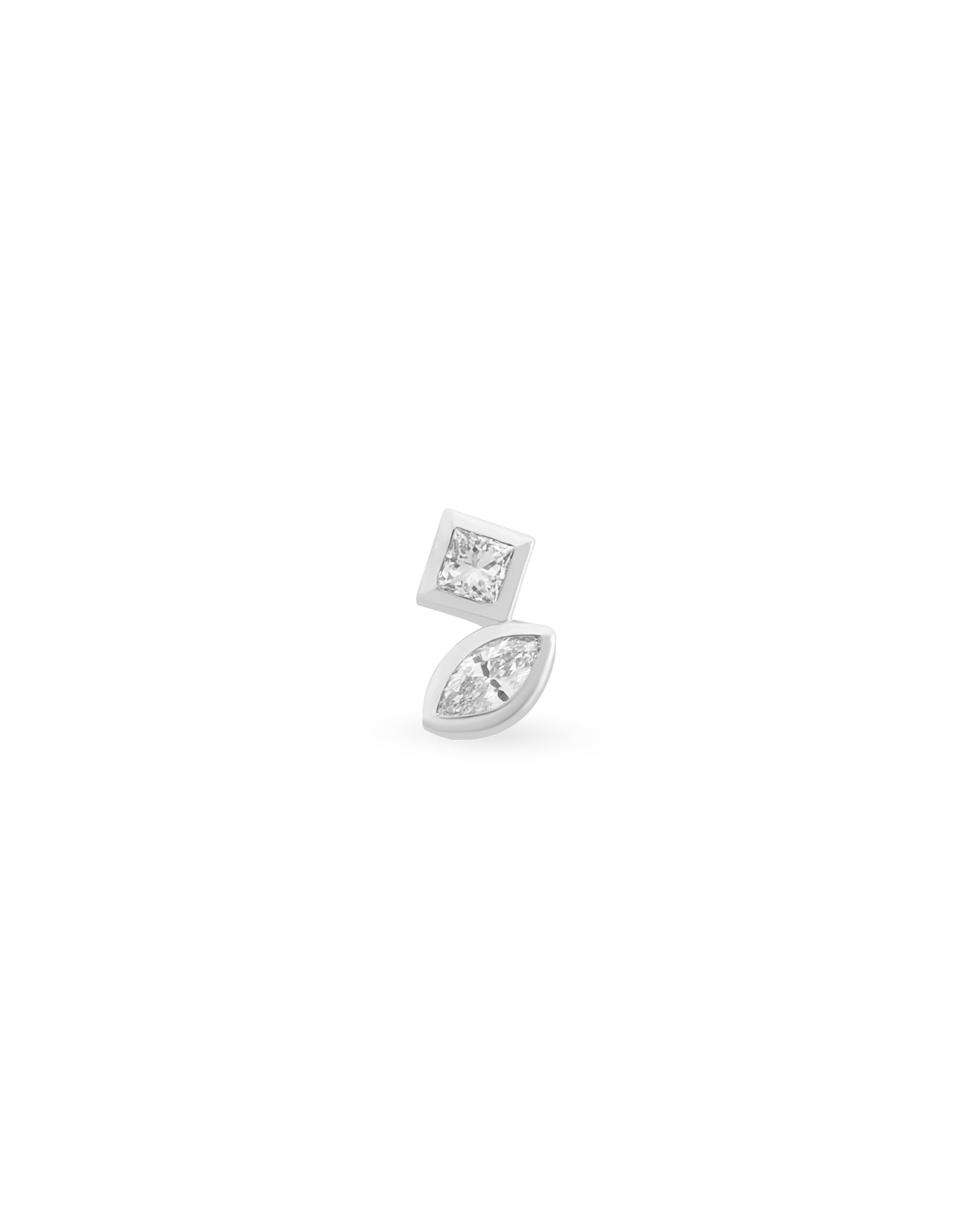 Duo Bold Square Marquise Tekli Küpe