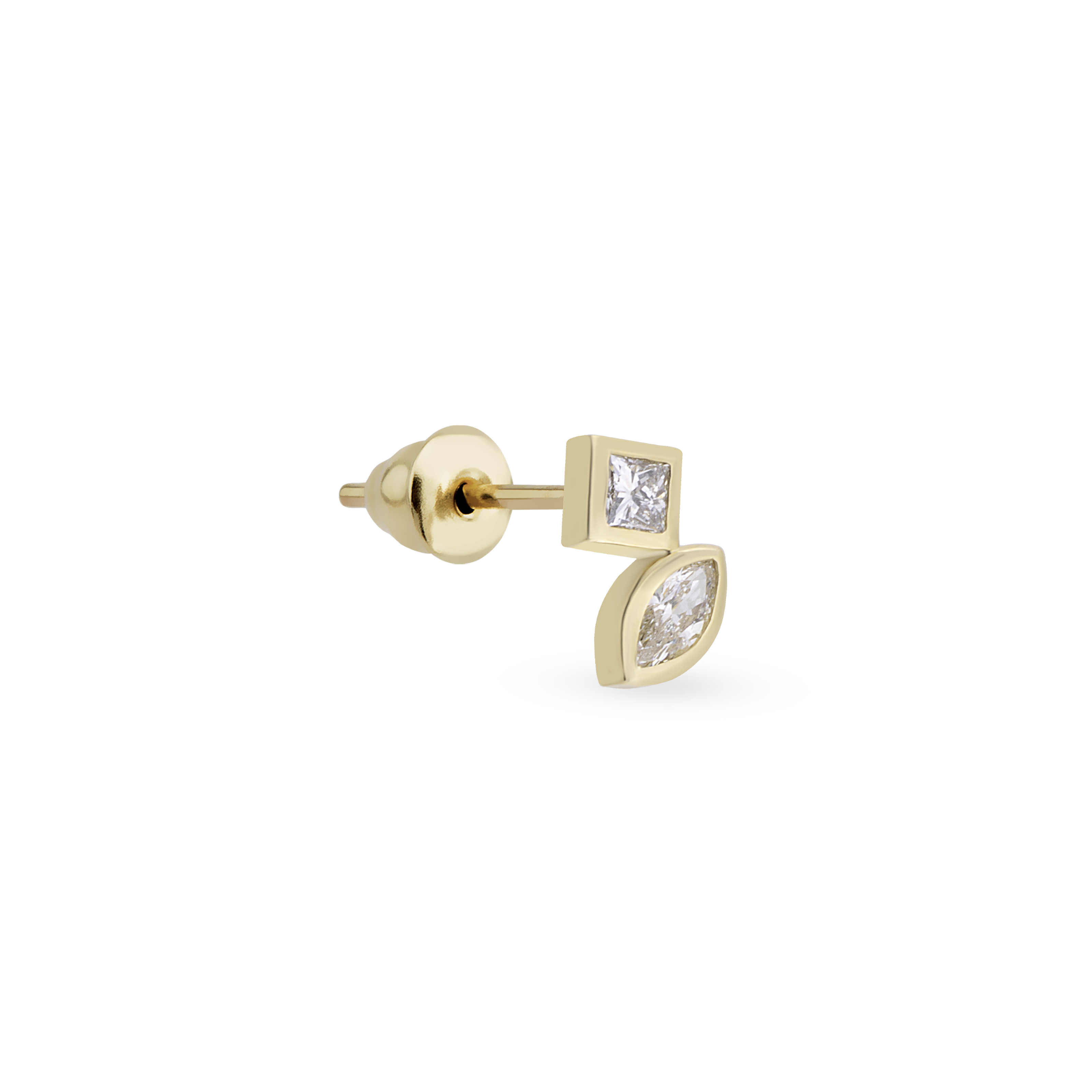 Duo Bold Square Marquise Tekli Küpe