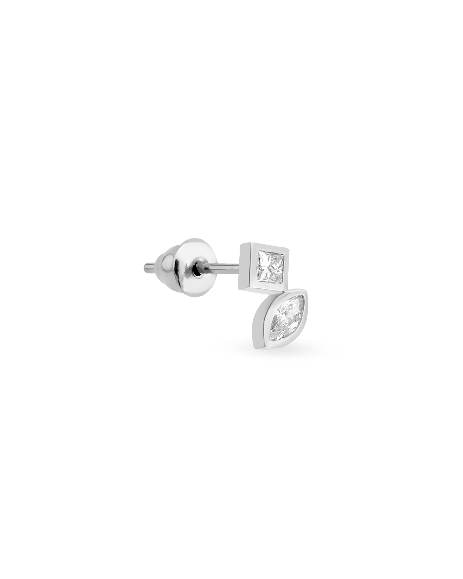 Duo Bold Square Marquise Tekli Küpe