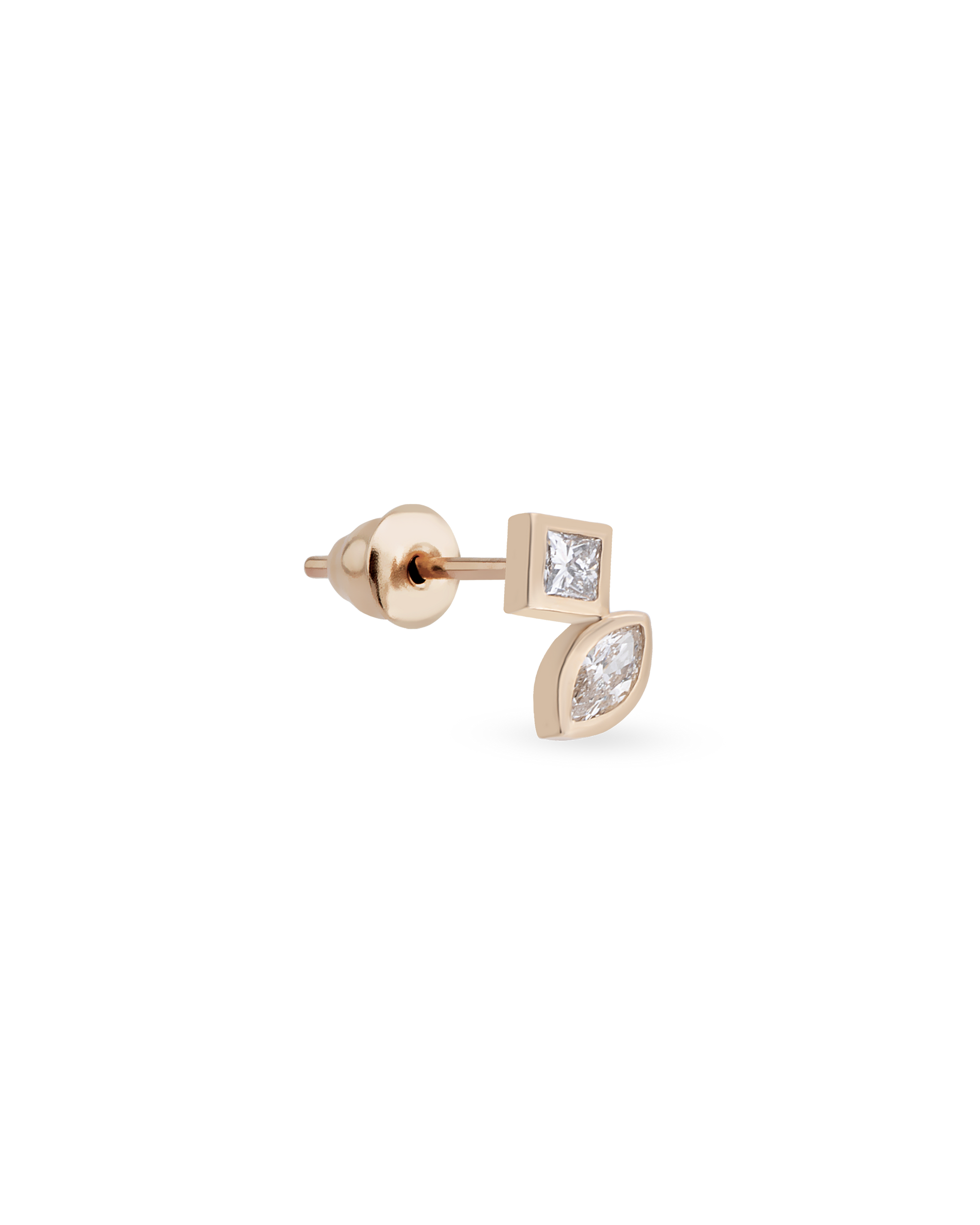 Duo Bold Square Marquise Tekli Küpe