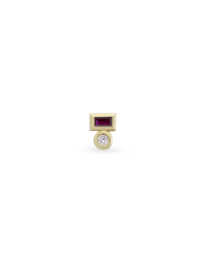 Duo Gem Baguette Dot Piercing