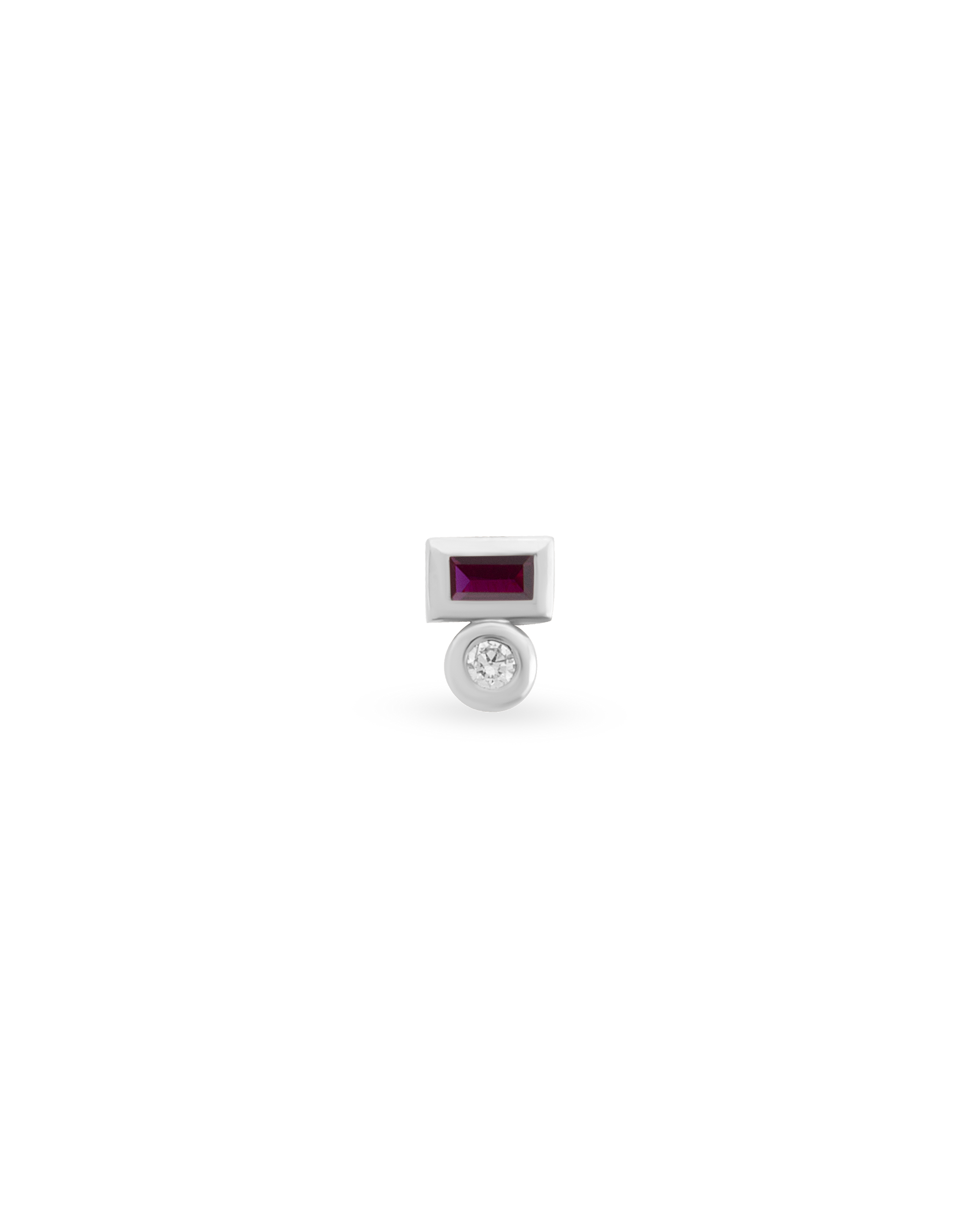 Duo Gem Baguette Dot Tekli Küpe