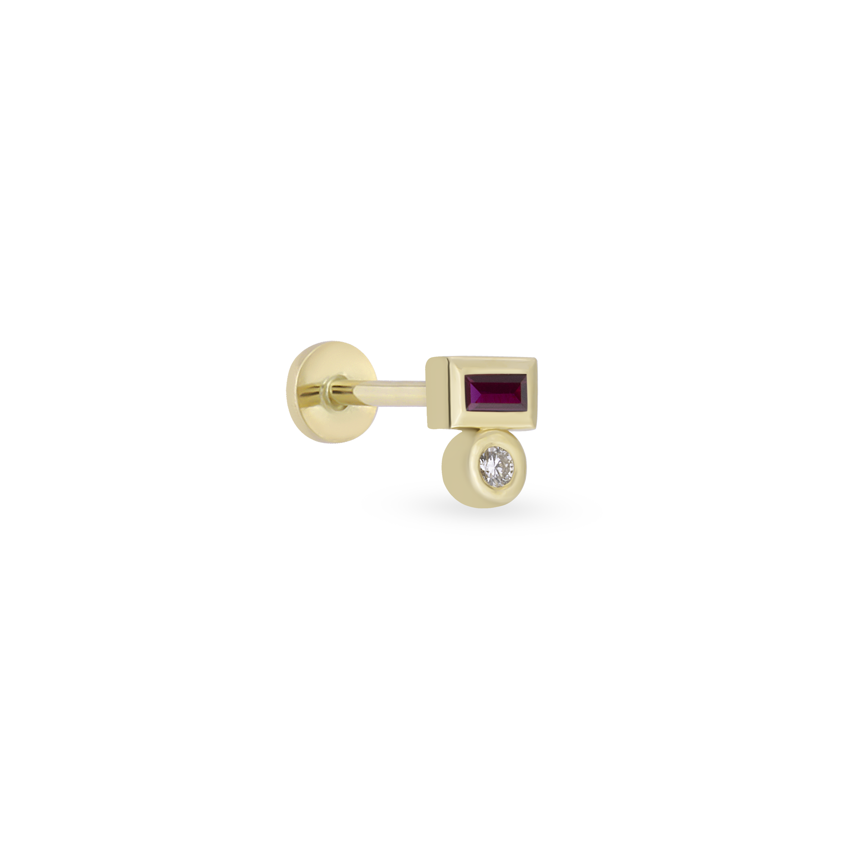 Duo Gem Baguette Dot Piercing