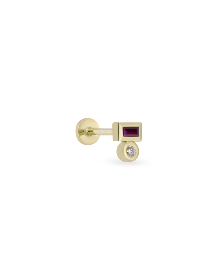 Duo Gem Baguette Dot Piercing
