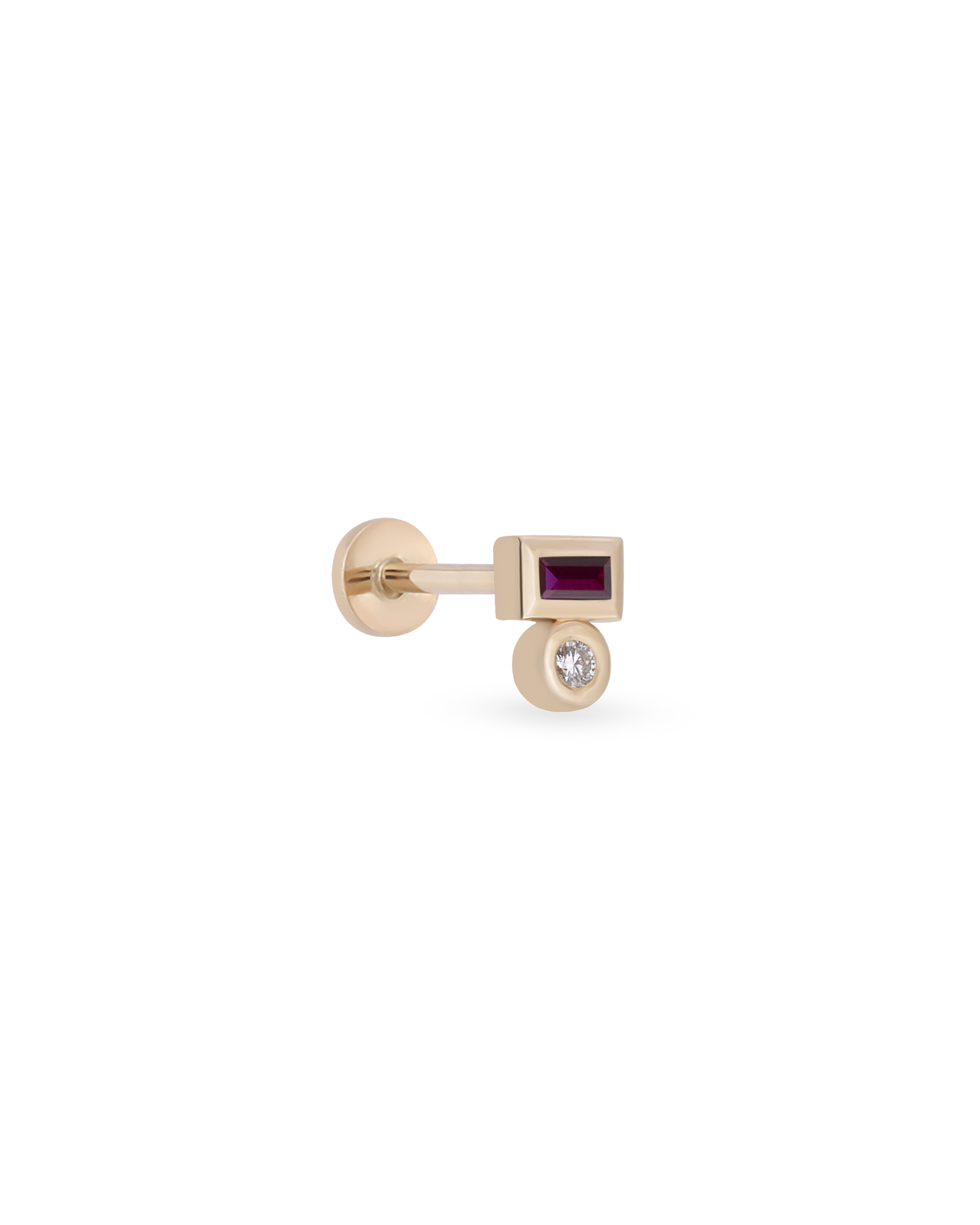 Duo Gem Baguette Dot Piercing