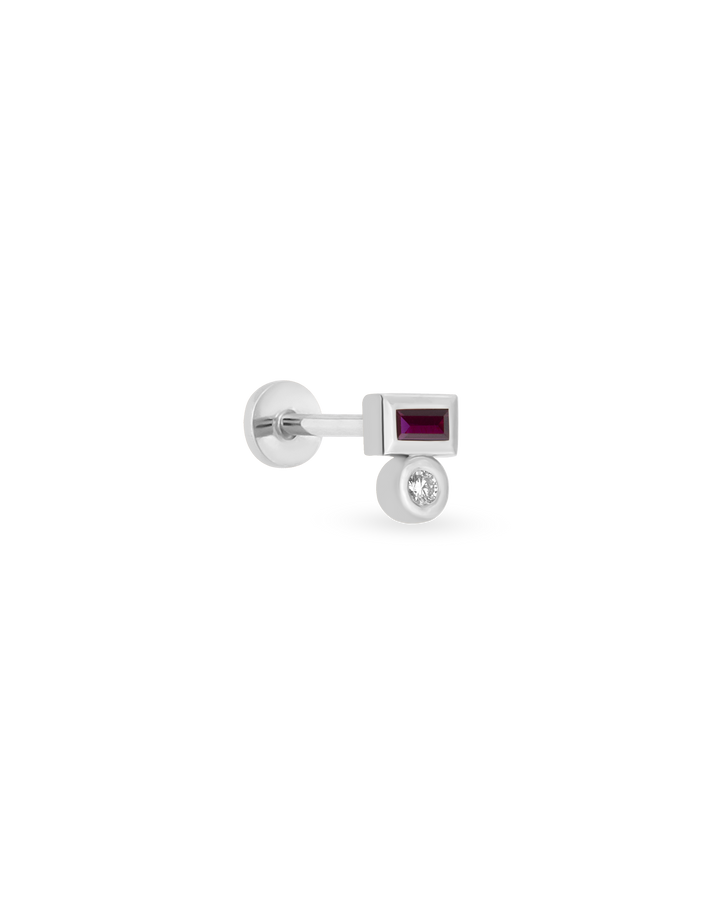 Duo Gem Baguette Dot Piercing