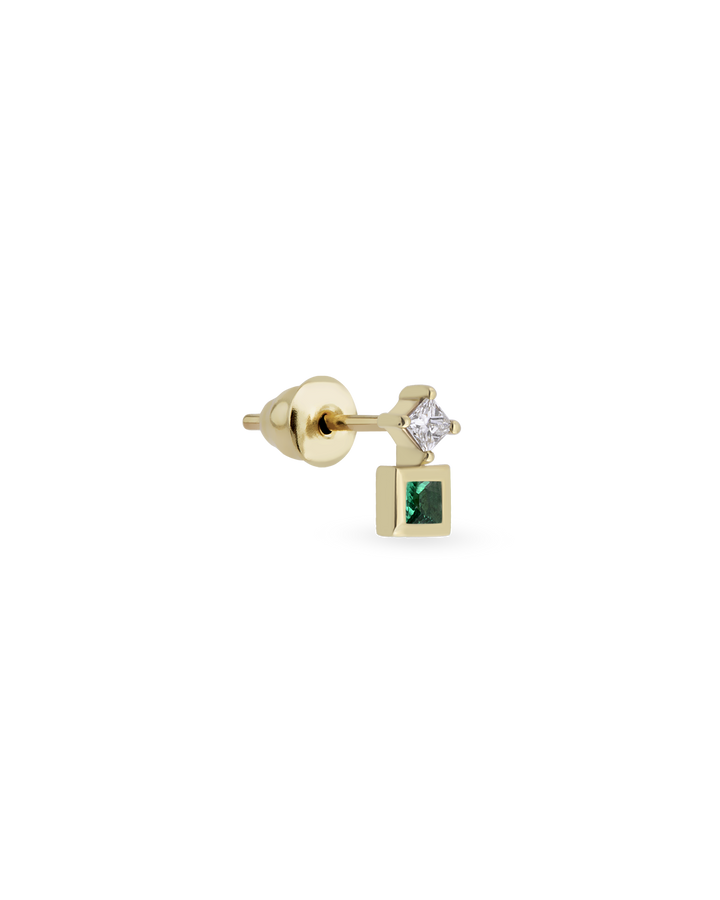 Duo Square Gem Tekli Küpe
