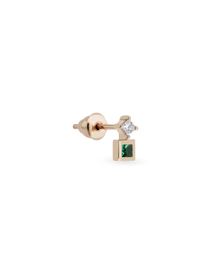 Duo Square Gem Tekli Küpe