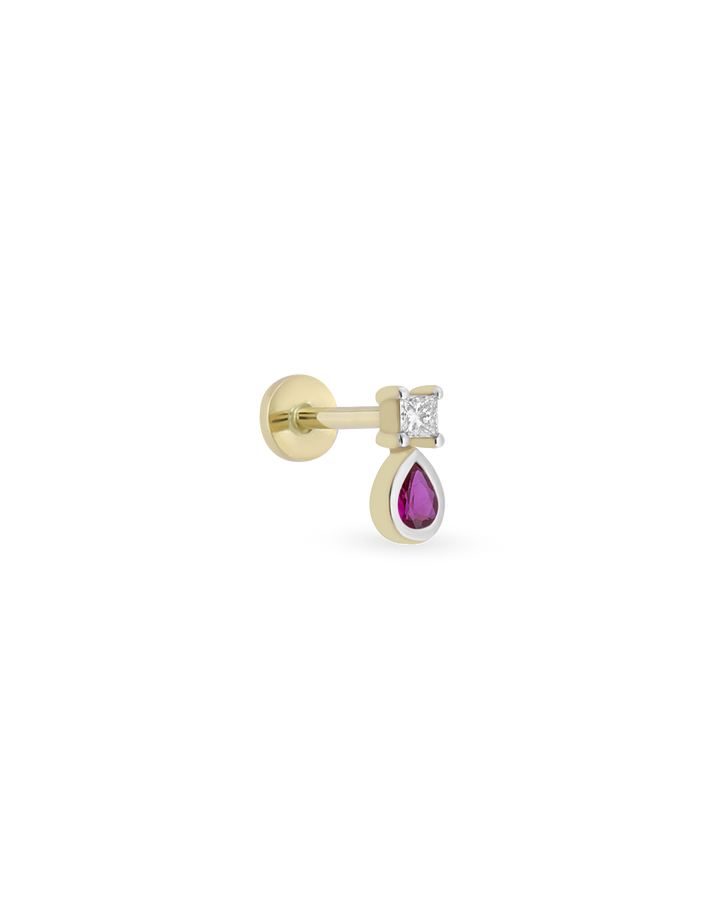 Duo Square Pear Gem Piercing