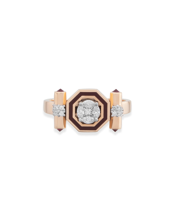Bella Burgundy Enamel Yüzük