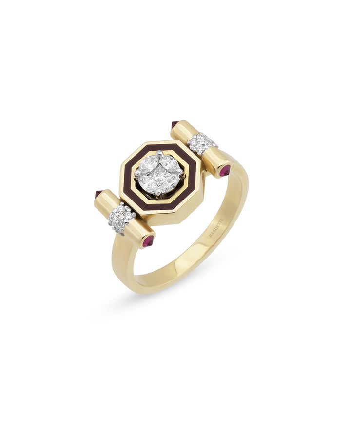 Bella Burgundy Enamel Yüzük