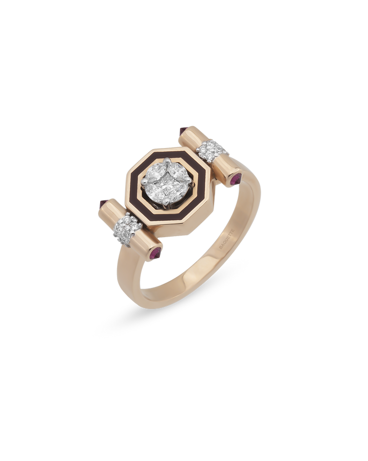 Bella Burgundy Enamel Yüzük