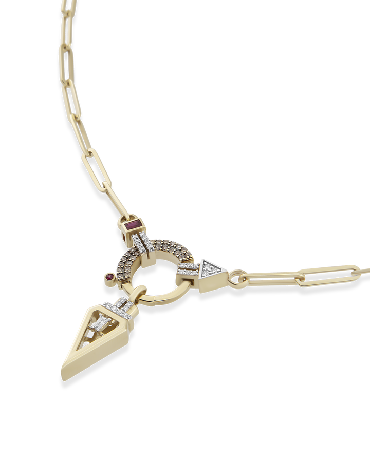 Baguette Chain Cognac Glam & Tria Pendant Zincir Kolye