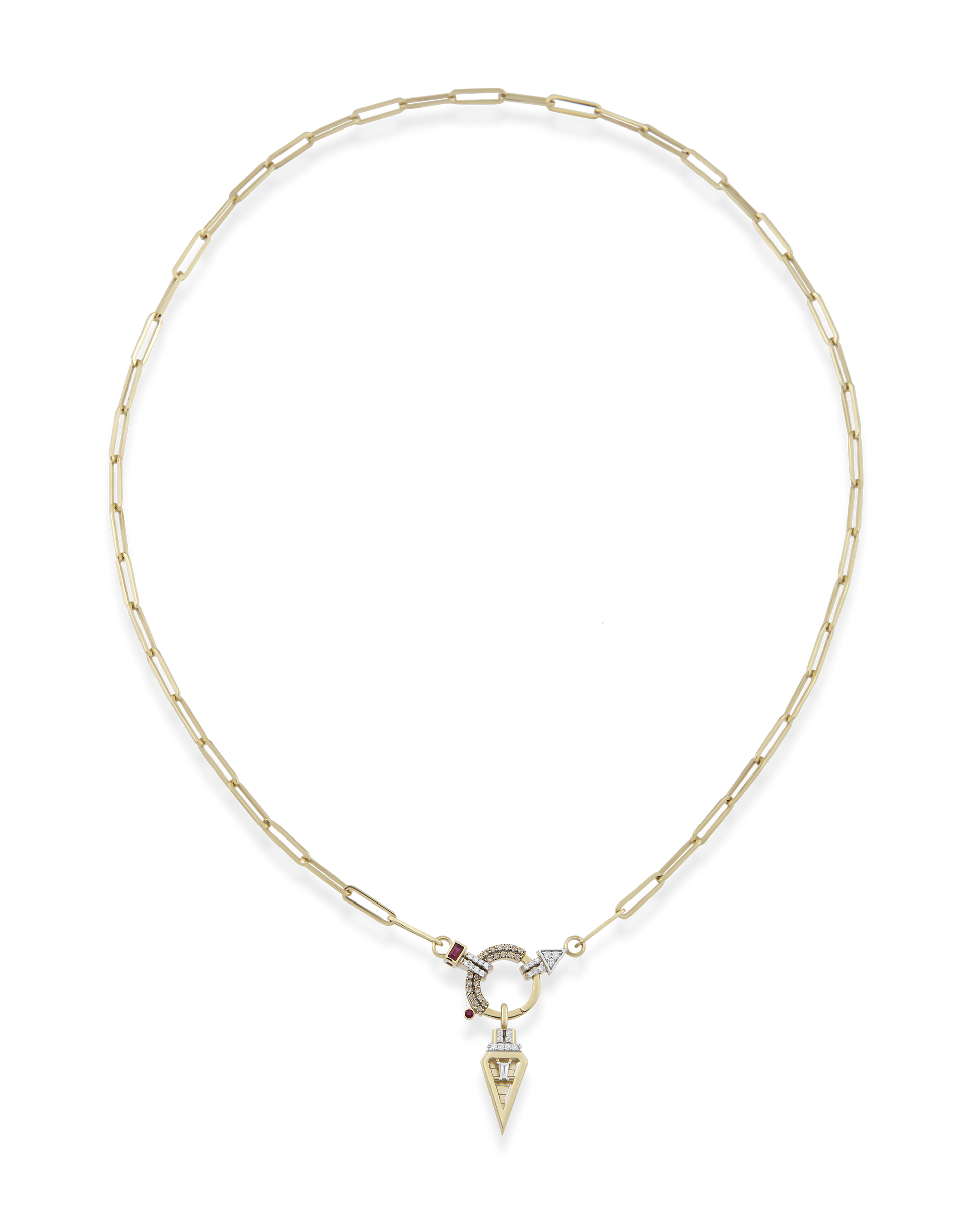 Baguette Chain Cognac Glam & Tria Pendant Zincir Kolye