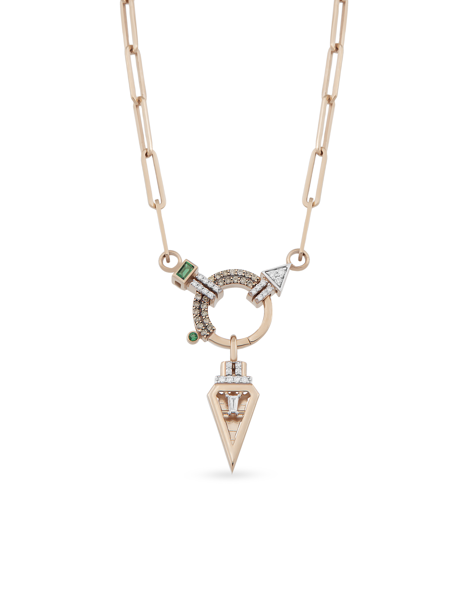 Baguette Chain Cognac Glam & Tria Pendant Zincir Kolye