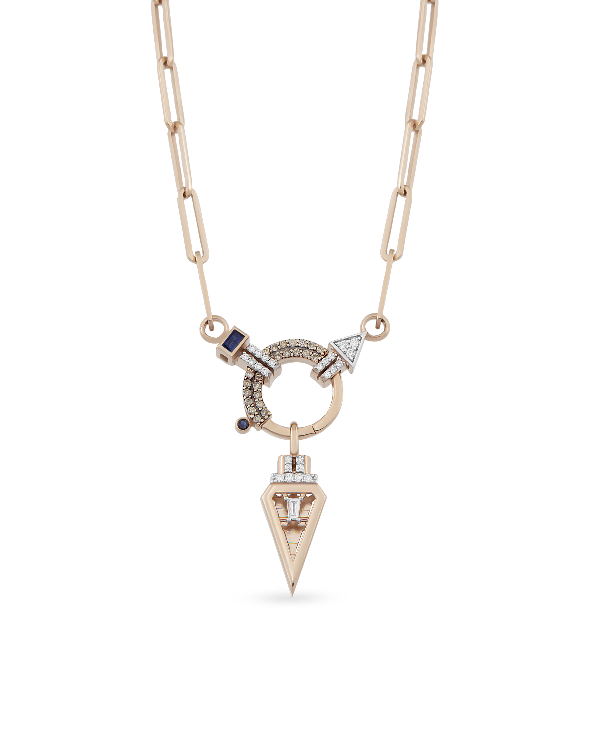 Baguette Chain Cognac Glam & Tria Pendant Zincir Kolye