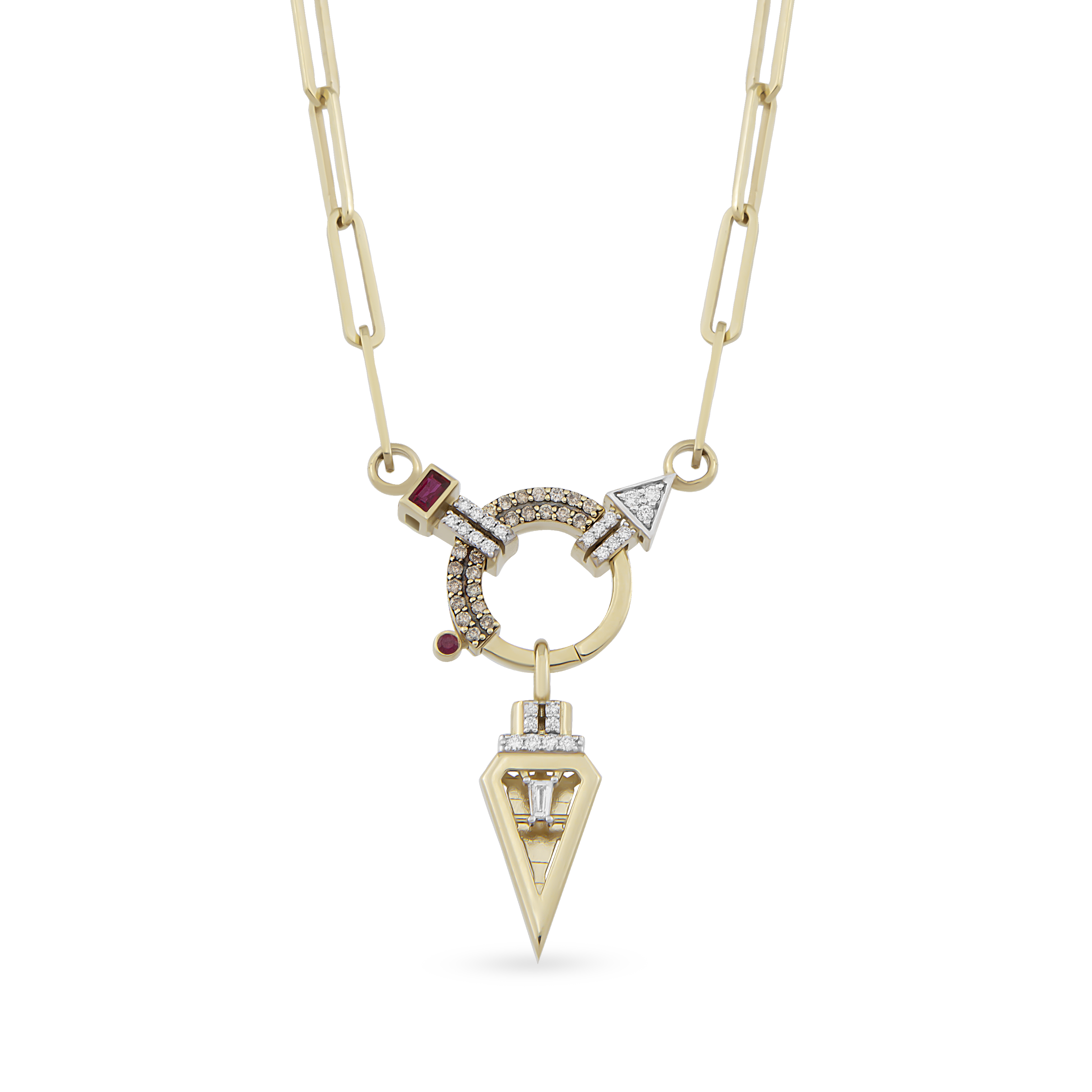 Baguette Chain Cognac Glam & Tria Pendant Zincir Kolye