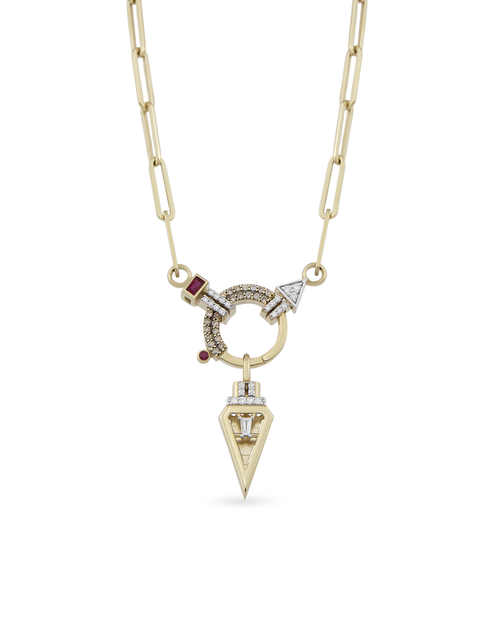 Baguette Chain Cognac Glam & Tria Pendant Zincir Kolye