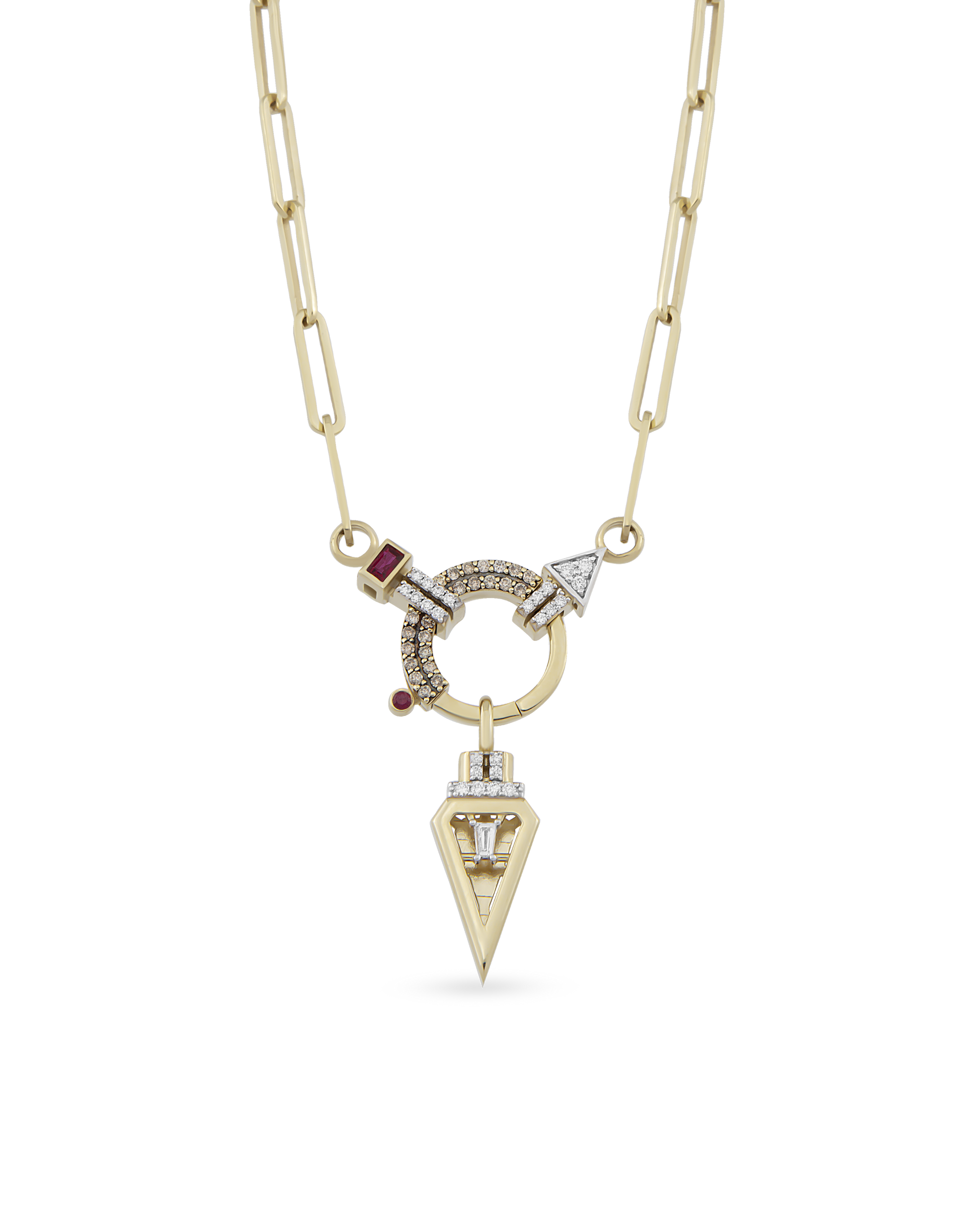 Baguette Chain Cognac Glam & Tria Pendant Zincir Kolye