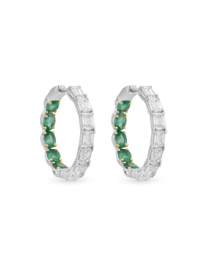 Baguette Glam Emerald Halka Küpe
