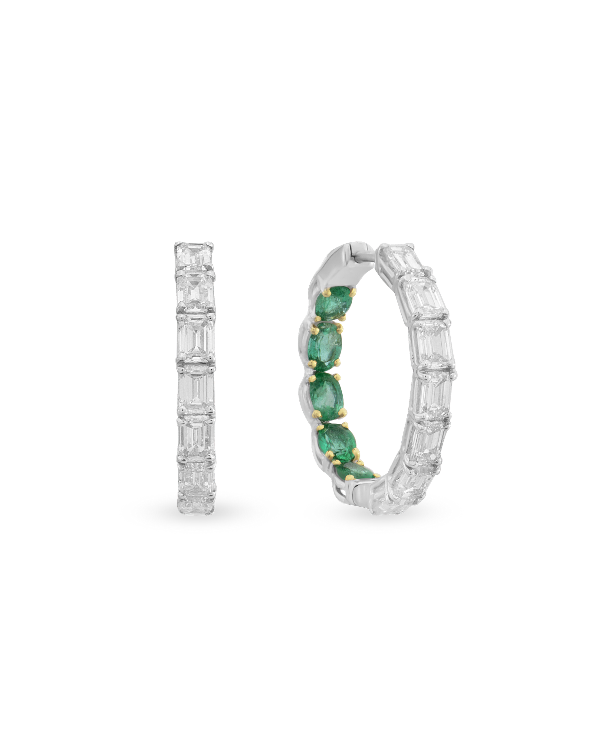 Baguette Glam Emerald Halka Küpe