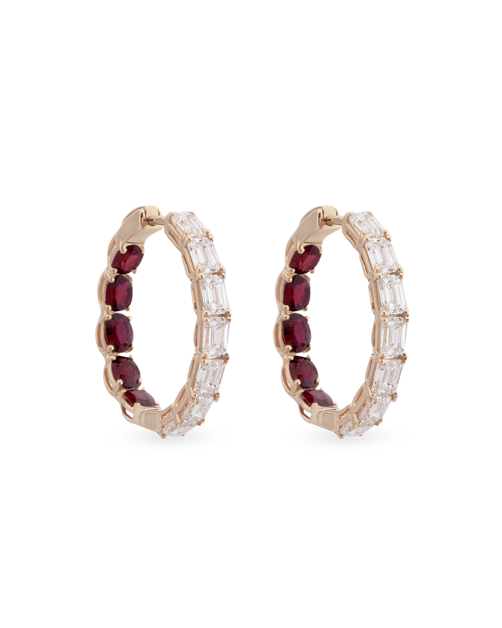 Baguette Glam Ruby Halka Küpe