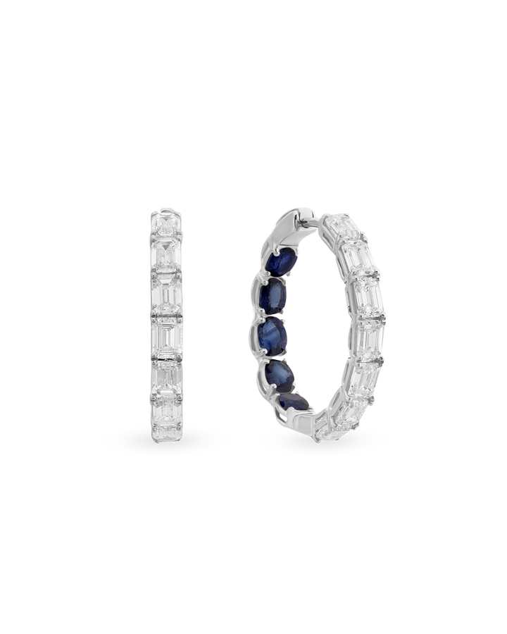 Baguette Glam Sapphire Halka Küpe