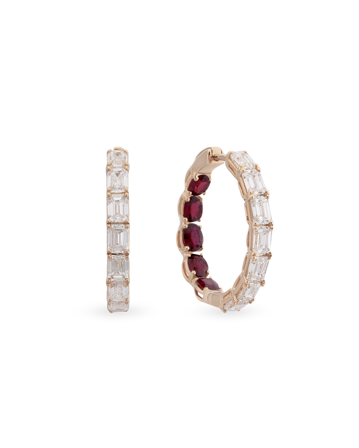 Baguette Glam Ruby Halka Küpe