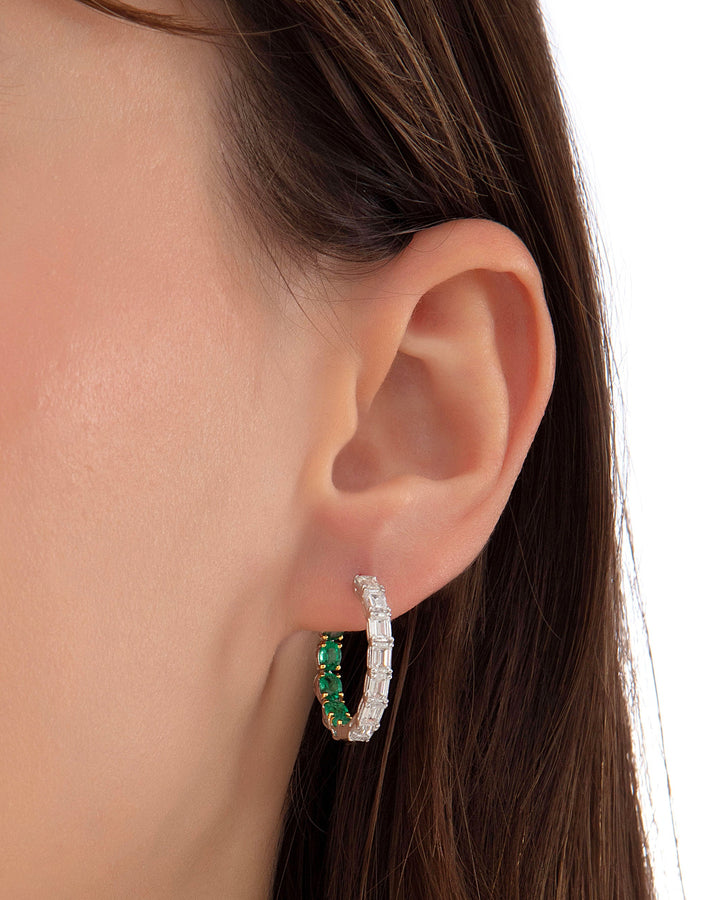 Baguette Glam Emerald Halka Küpe