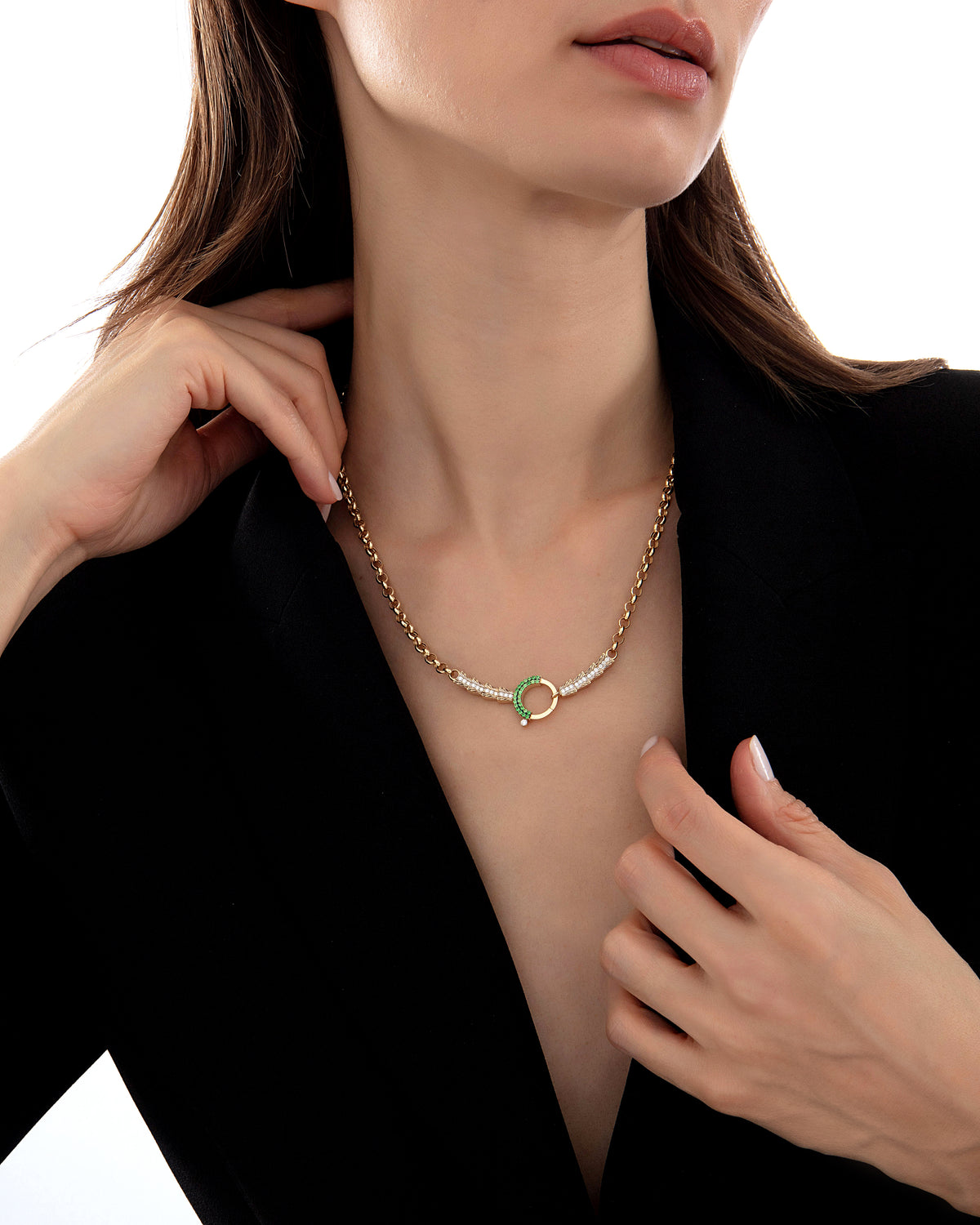 Baguette Chain Arrow Zincir Kolye