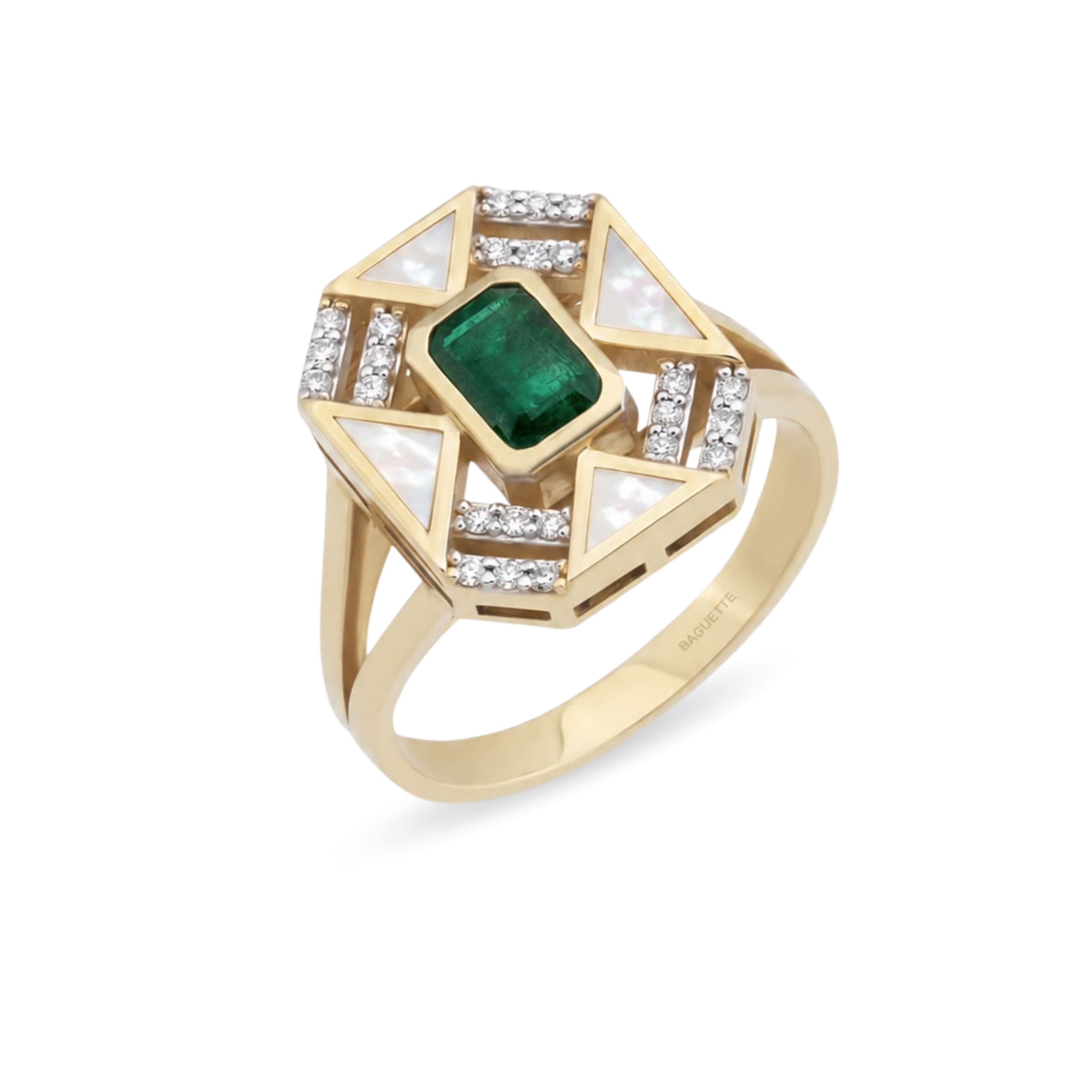 Jasmine Emerald Mother of Pearl Yüzük