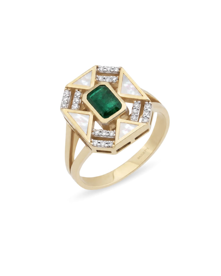 Jasmine Emerald Mother of Pearl Yüzük